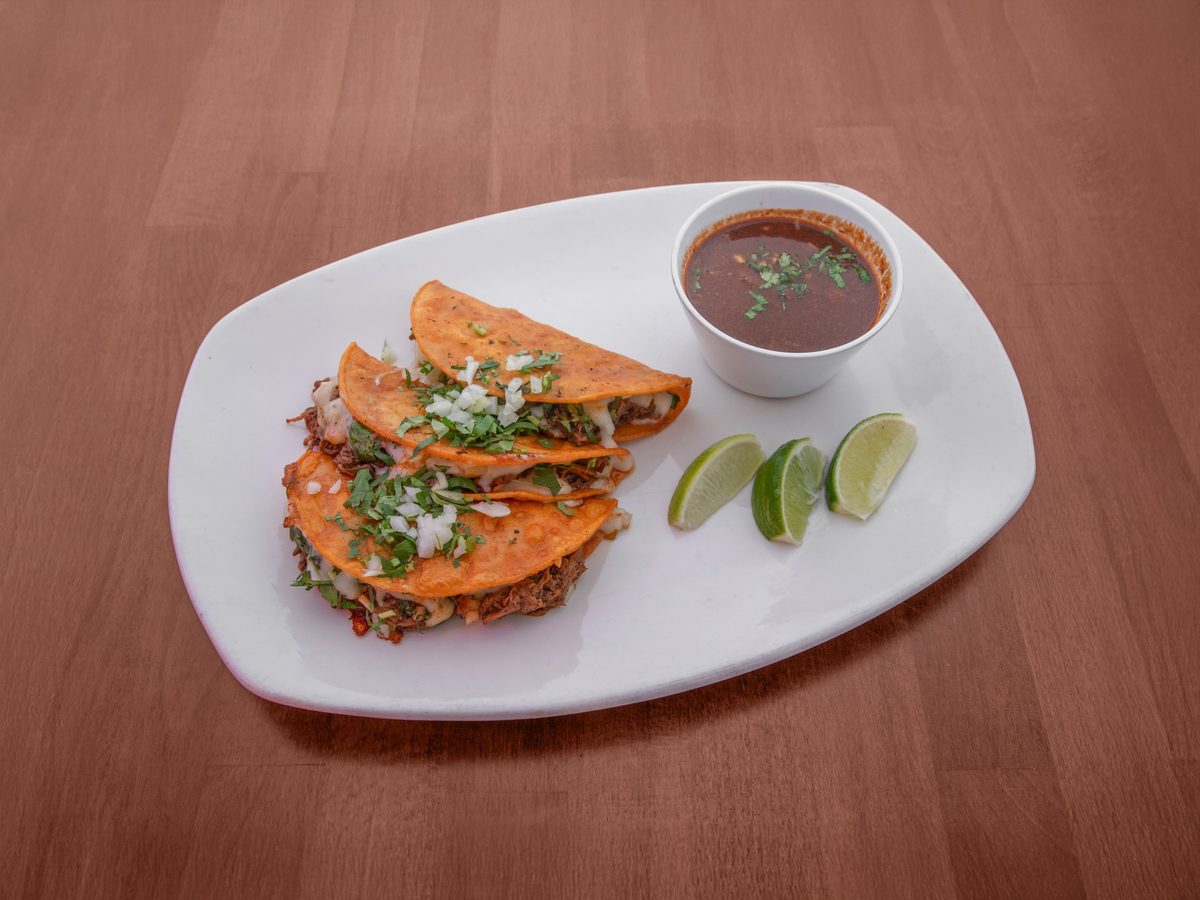 3 Pieces of Birria Quesadillas with Consomme