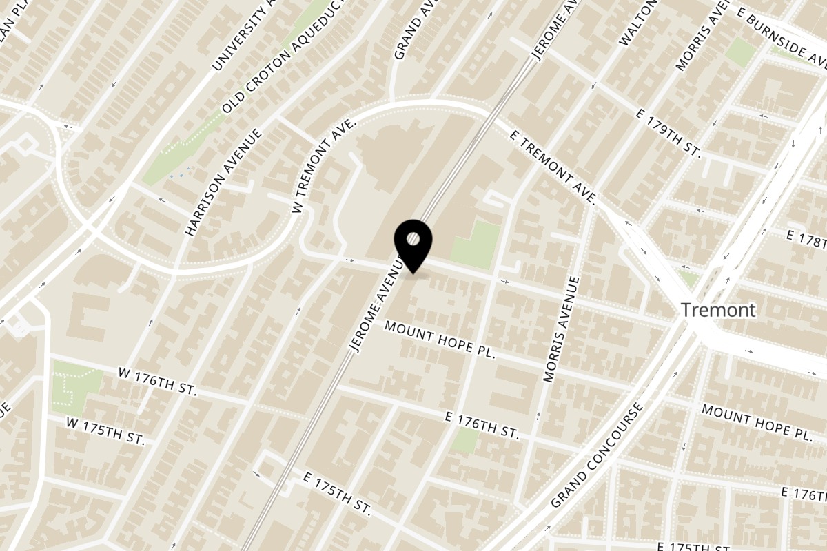 Map showing the location of Las Sirenas on 1896 Jerome Ave in Bronx